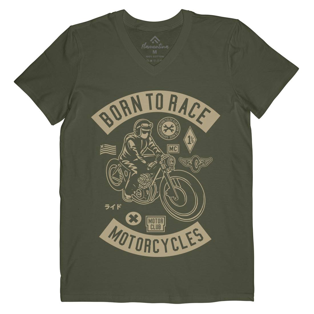 Born To Race Mens Organic V-Neck T-Shirt Motorcycles A210