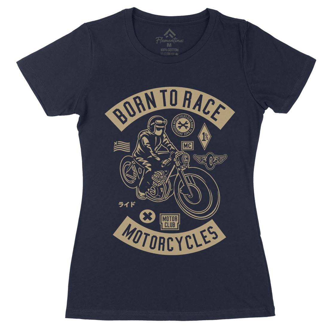 Born To Race Womens Organic Crew Neck T-Shirt Motorcycles A210