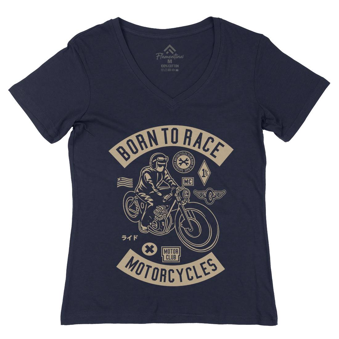 Born To Race Womens Organic V-Neck T-Shirt Motorcycles A210