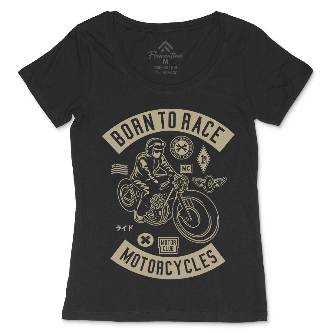 Born To Race Womens Scoop Neck T-Shirt Motorcycles A210