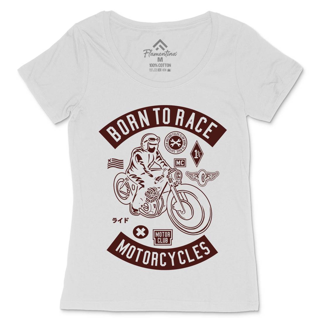 Born To Race Womens Scoop Neck T-Shirt Motorcycles A210