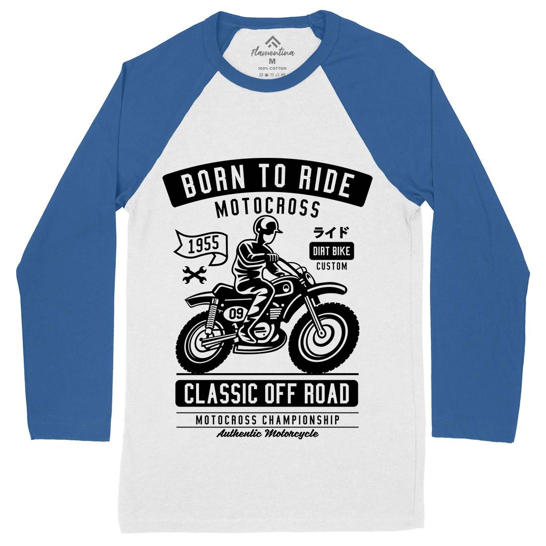 Born To Ride Mens Long Sleeve Baseball T-Shirt Motorcycles A211