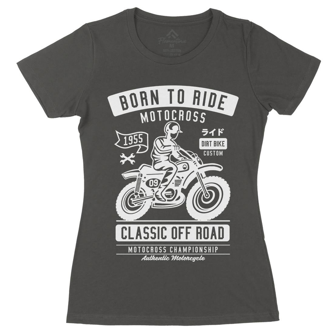 Born To Ride Womens Organic Crew Neck T-Shirt Motorcycles A211