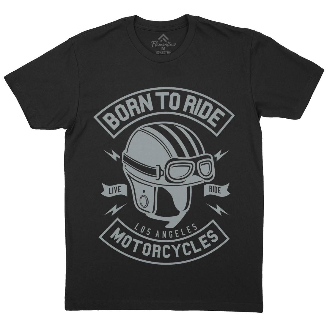 Born To Ride Mens Organic Crew Neck T-Shirt Motorcycles A212