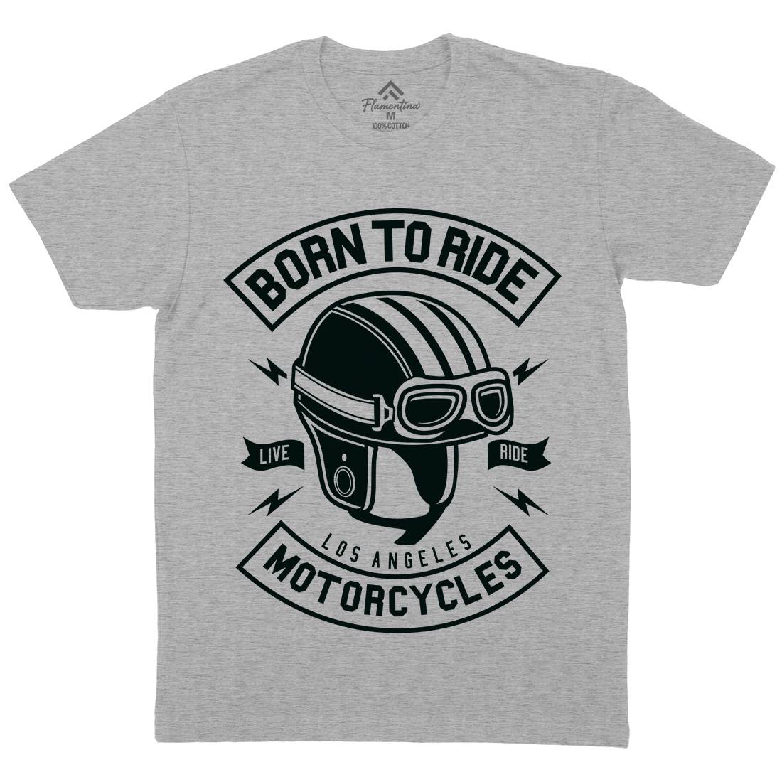 Born To Ride Mens Organic Crew Neck T-Shirt Motorcycles A212