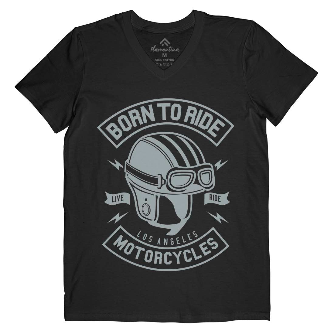 Born To Ride Mens Organic V-Neck T-Shirt Motorcycles A212