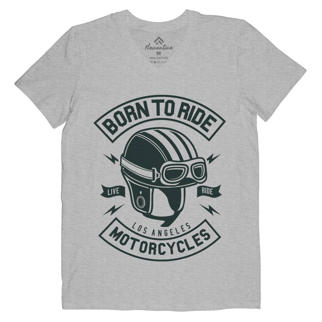 Born To Ride Mens Organic V-Neck T-Shirt Motorcycles A212