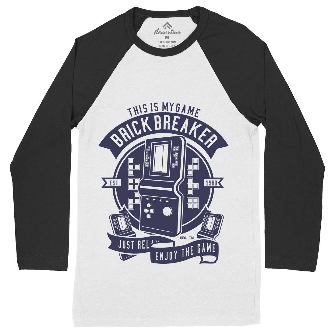 Brick Breaker Mens Long Sleeve Baseball T-Shirt Geek A214