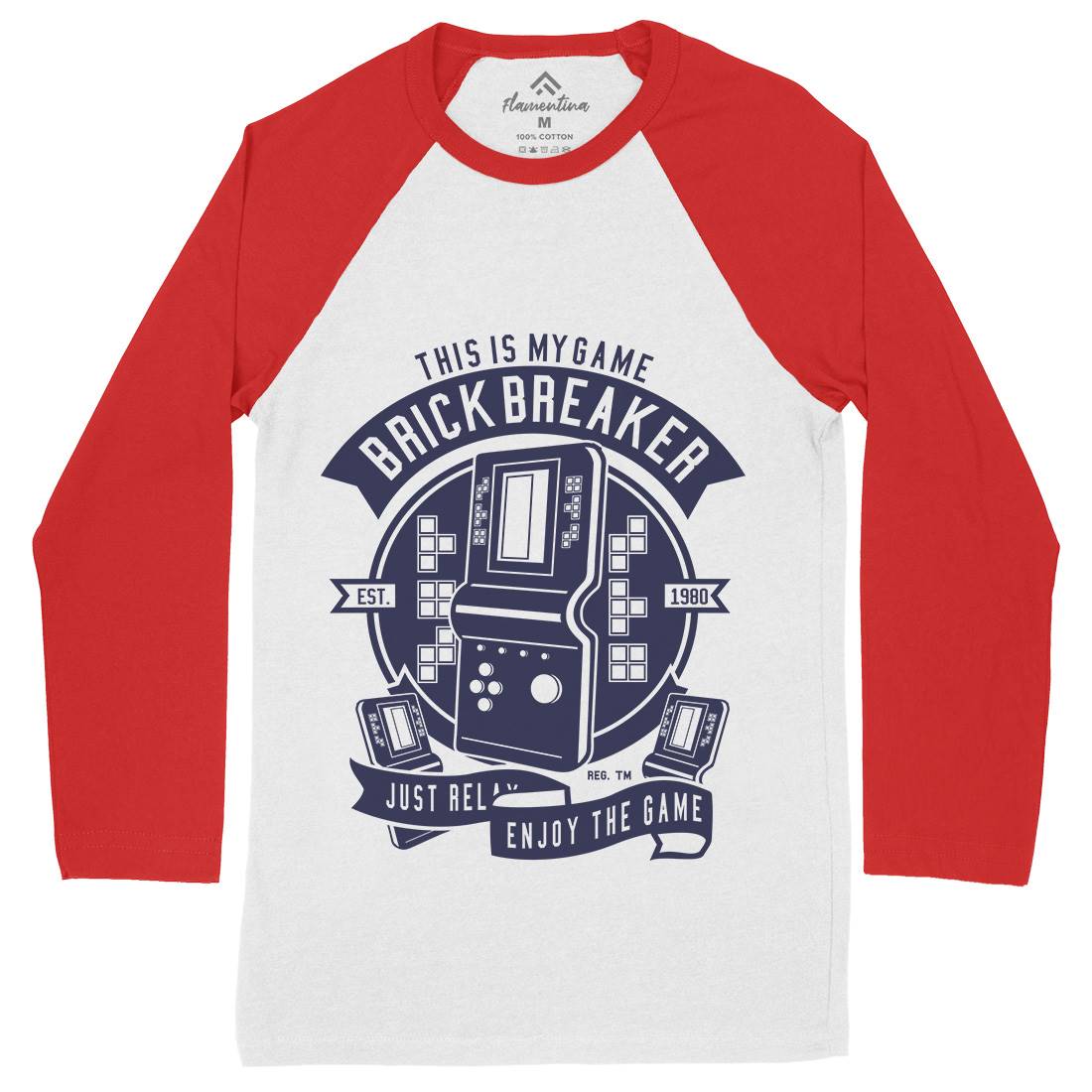 Brick Breaker Mens Long Sleeve Baseball T-Shirt Geek A214