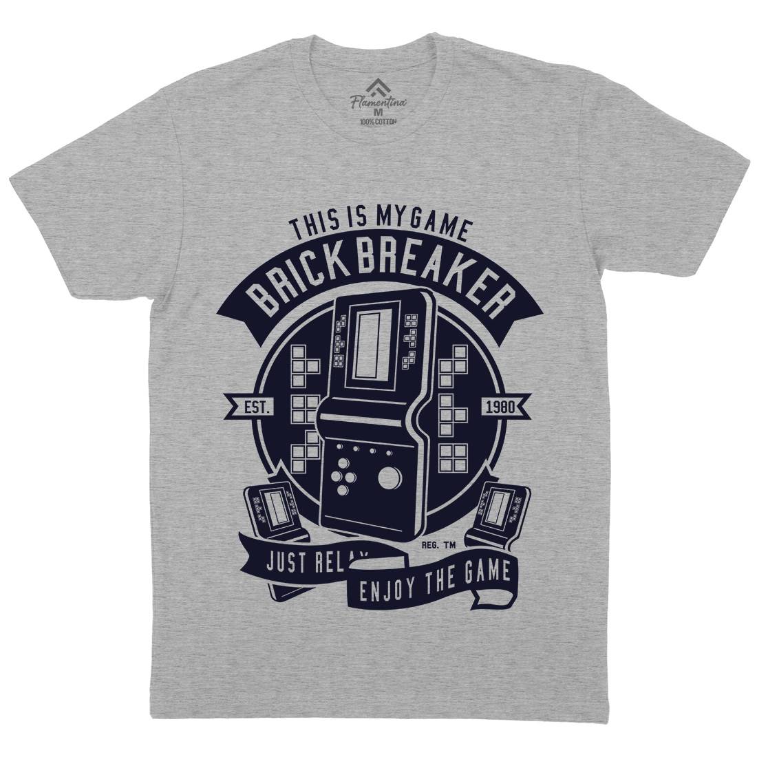 Brick Breaker Mens Organic Crew Neck T-Shirt Geek A214