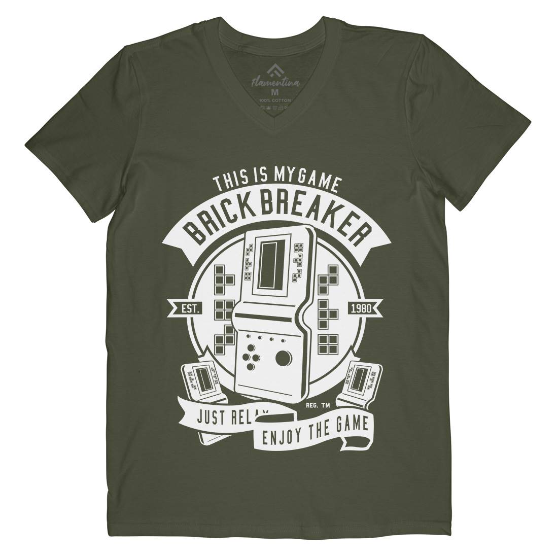 Brick Breaker Mens Organic V-Neck T-Shirt Geek A214