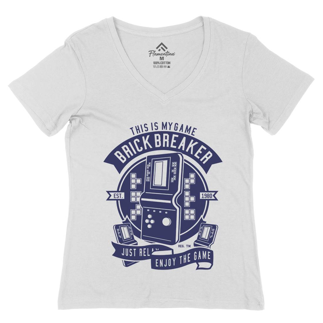 Brick Breaker Womens Organic V-Neck T-Shirt Geek A214
