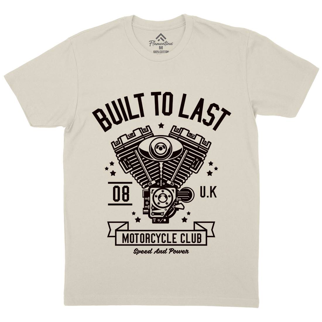 Built To Last Mens Organic Crew Neck T-Shirt Motorcycles A215