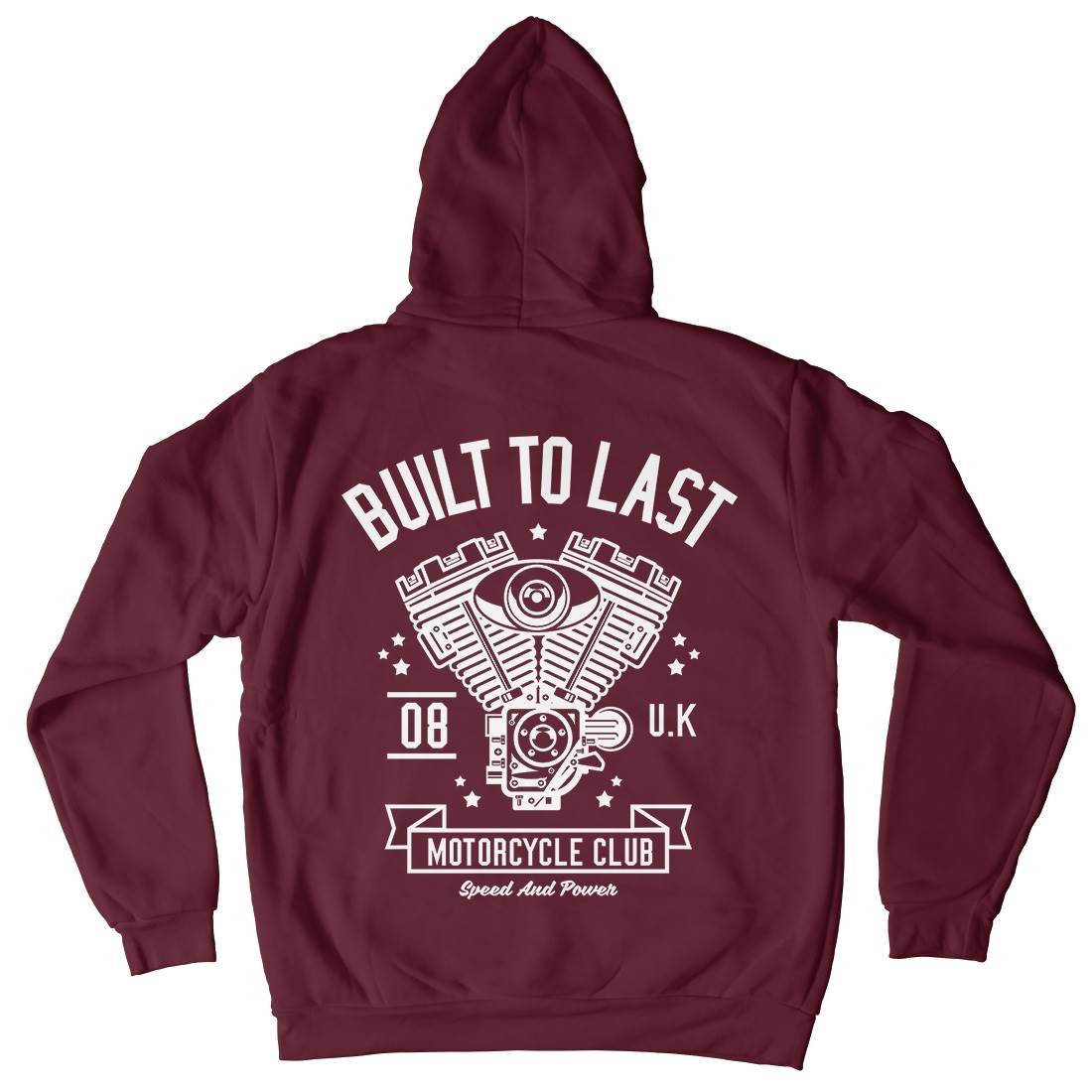 Built To Last Mens Hoodie With Pocket Motorcycles A215