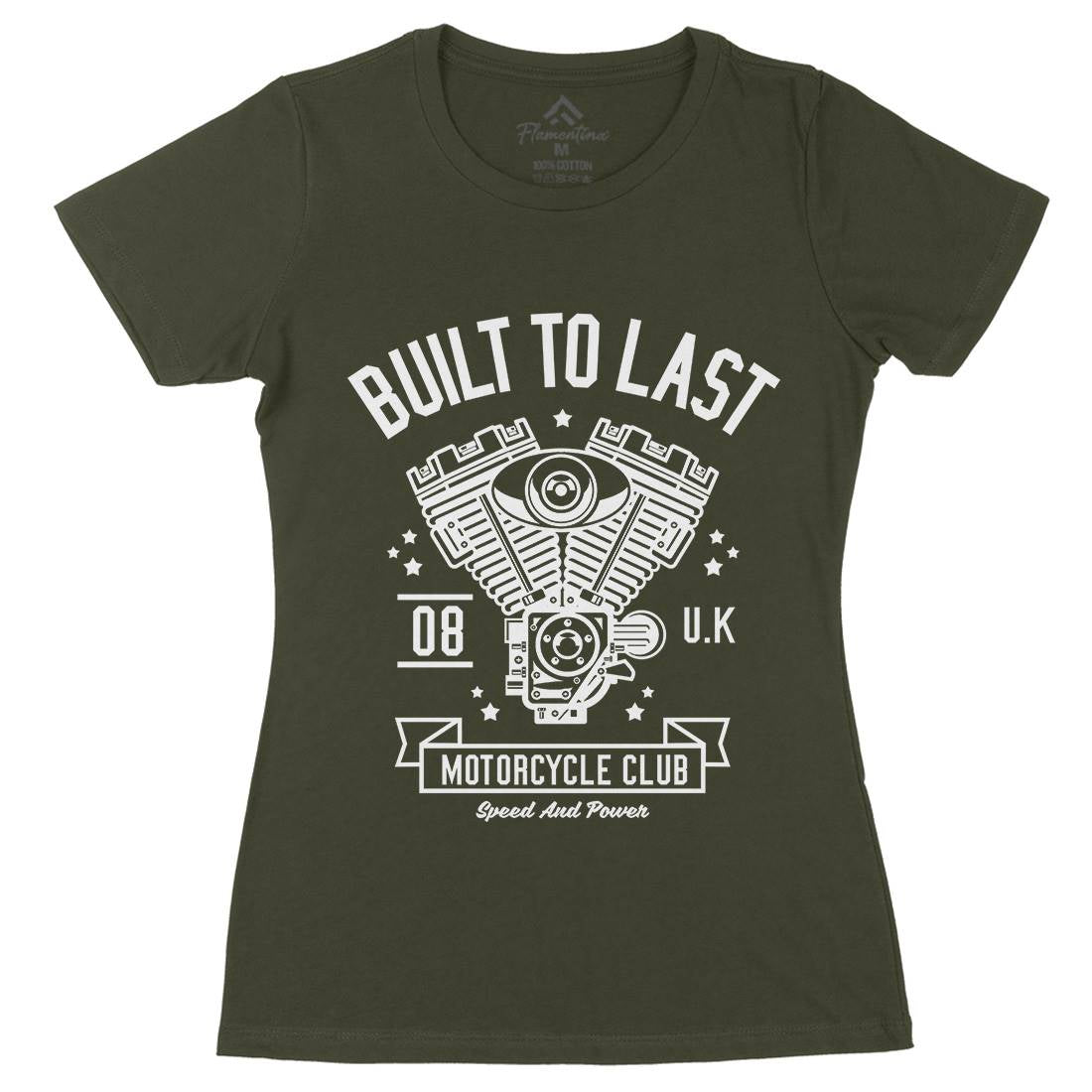 Built To Last Womens Organic Crew Neck T-Shirt Motorcycles A215
