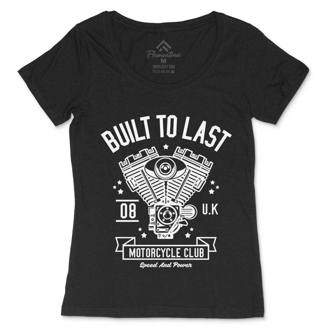 Built To Last Womens Scoop Neck T-Shirt Motorcycles A215