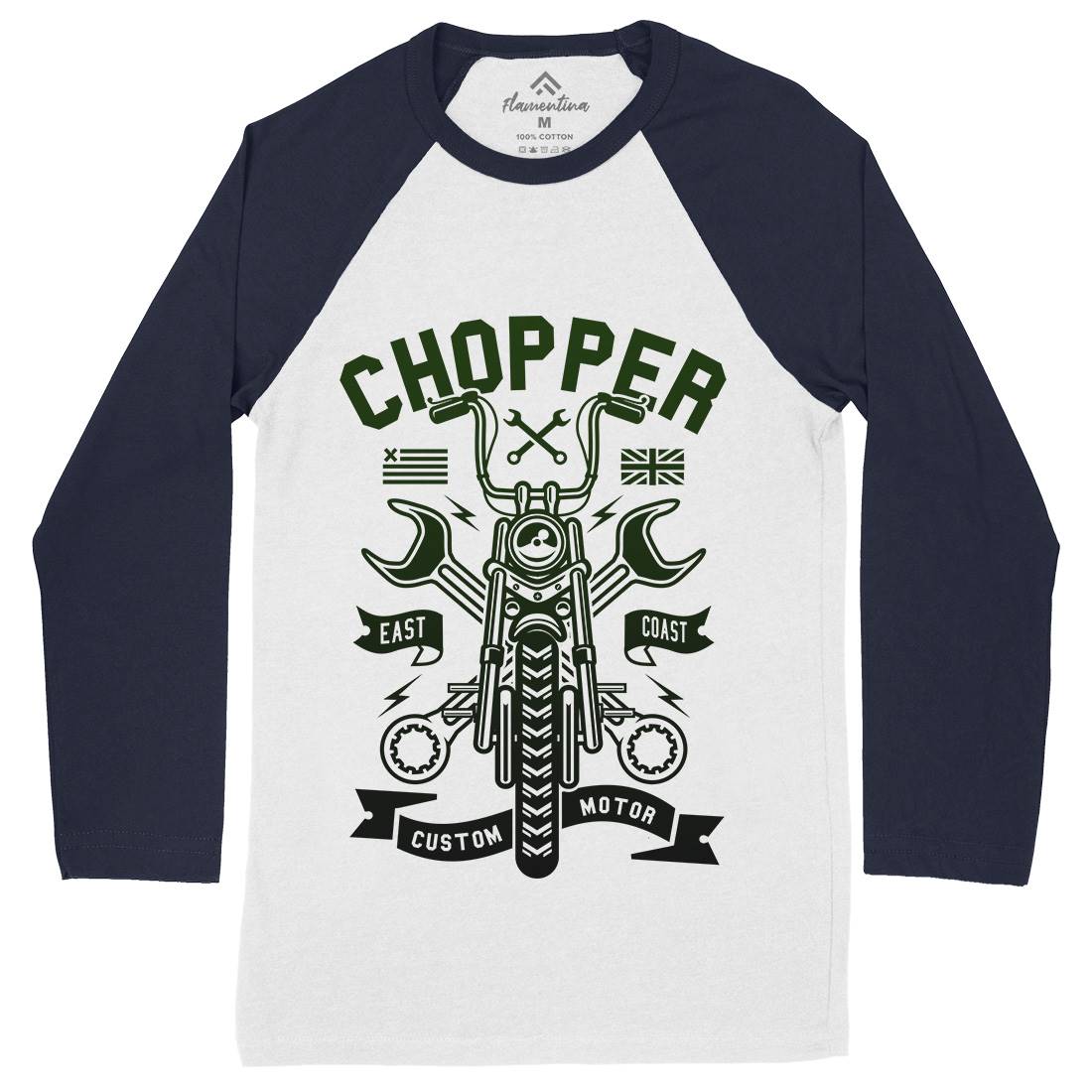 Chopper Mens Long Sleeve Baseball T-Shirt Motorcycles A216