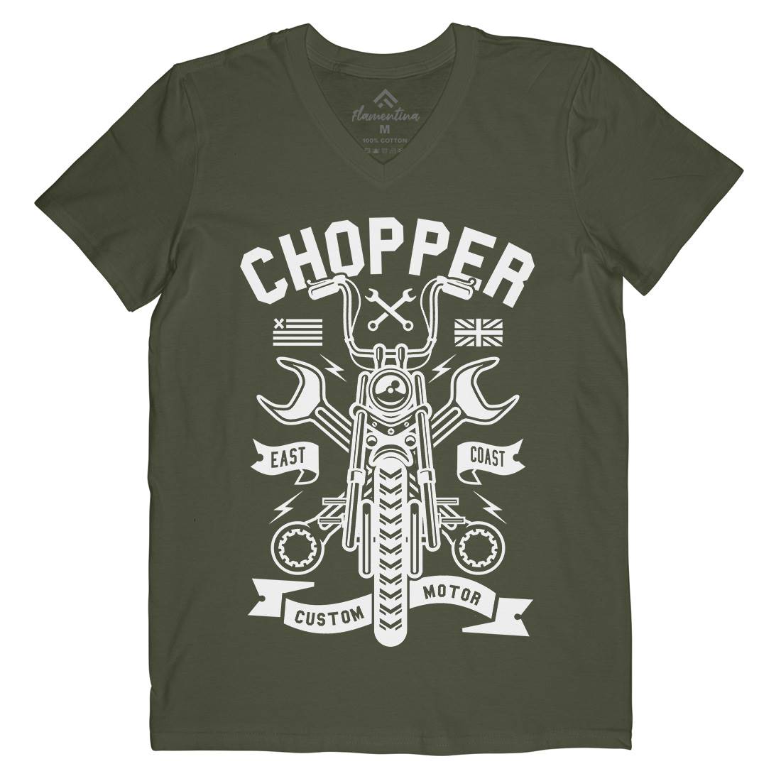 Chopper Mens Organic V-Neck T-Shirt Motorcycles A216