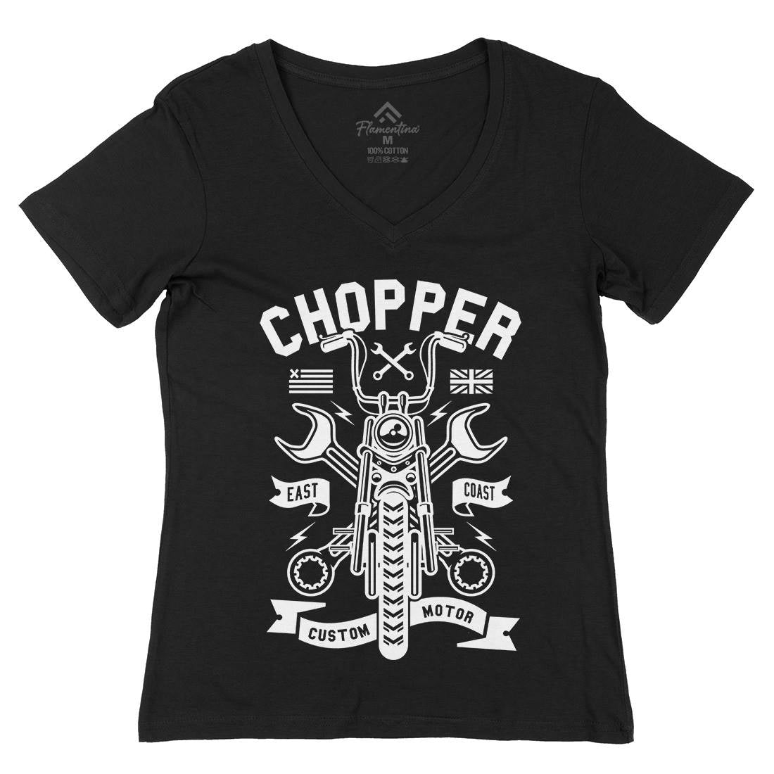 Chopper Womens Organic V-Neck T-Shirt Motorcycles A216