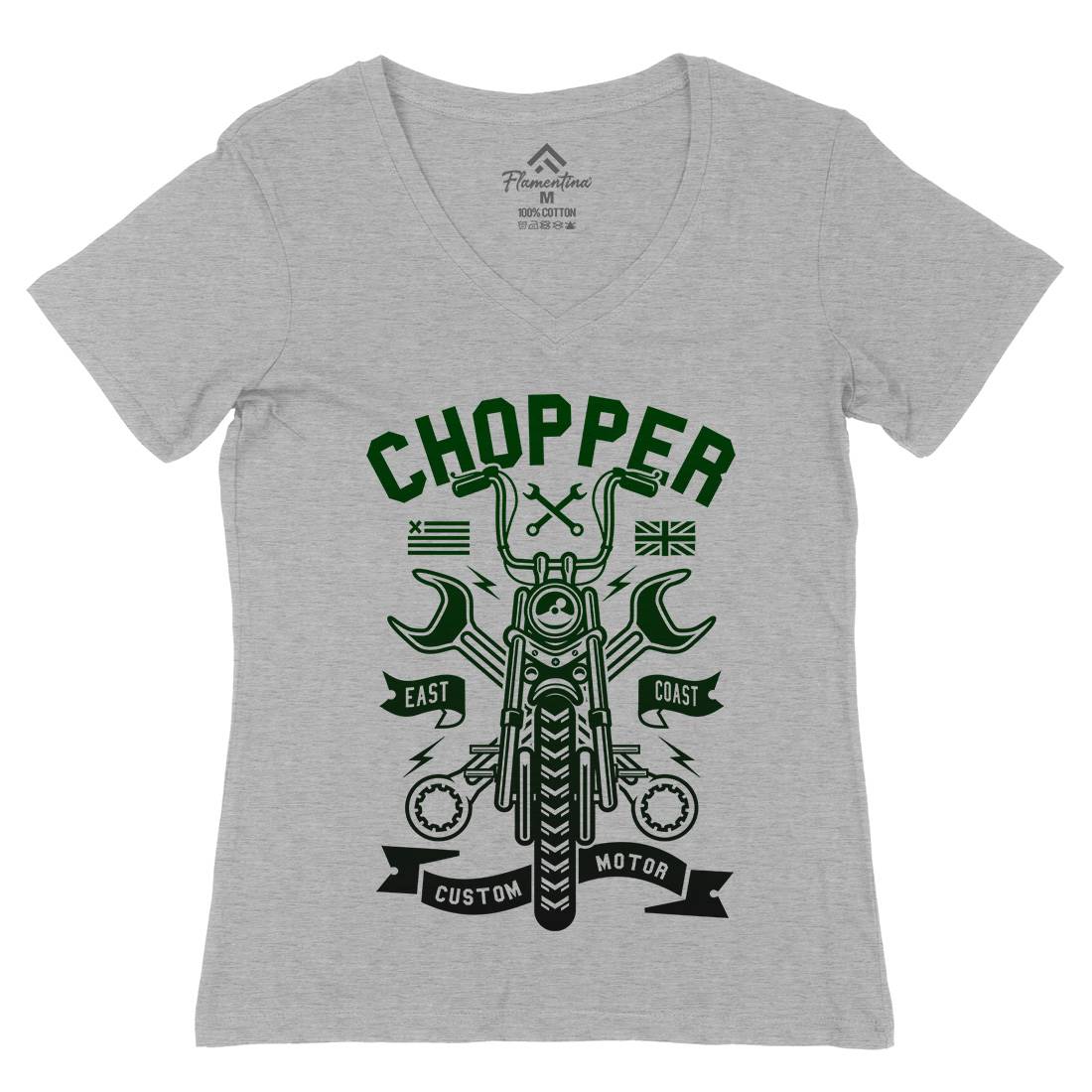 Chopper Womens Organic V-Neck T-Shirt Motorcycles A216