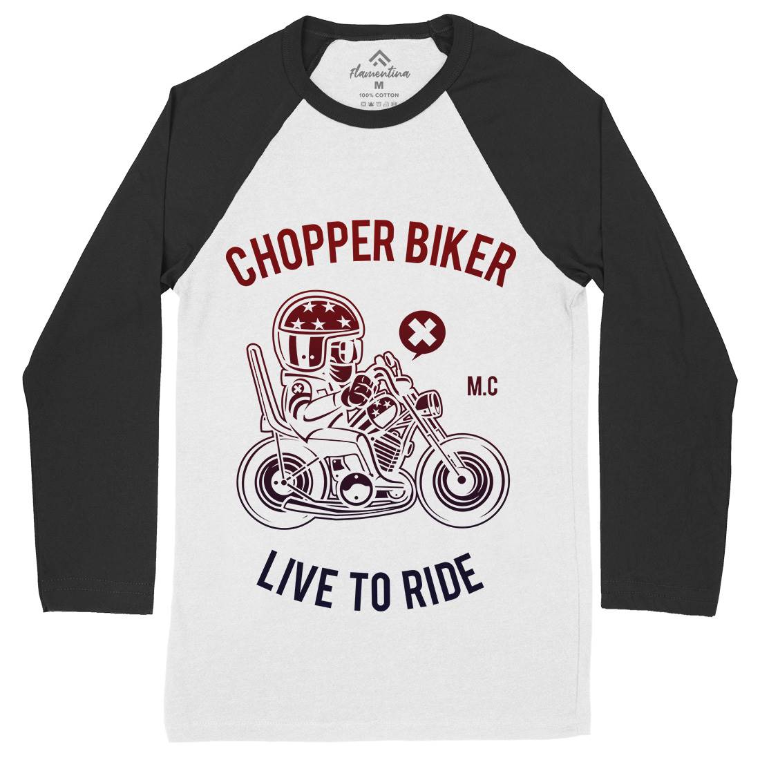 Chopper Biker Mens Long Sleeve Baseball T-Shirt Motorcycles A217