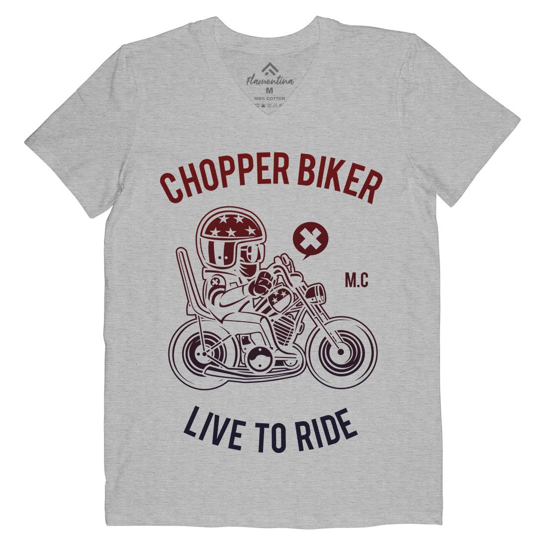 Chopper Biker Mens Organic V-Neck T-Shirt Motorcycles A217
