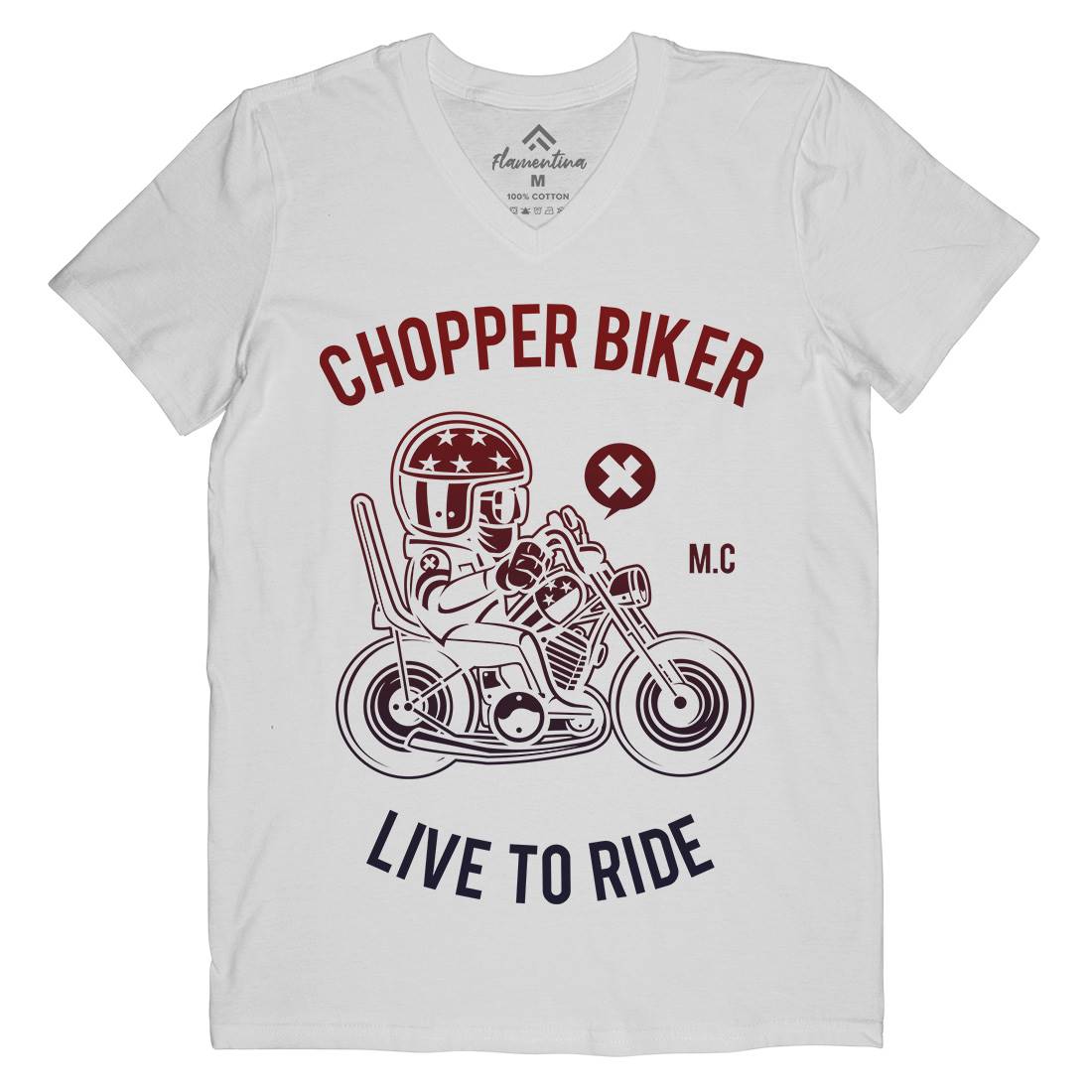 Chopper Biker Mens Organic V-Neck T-Shirt Motorcycles A217