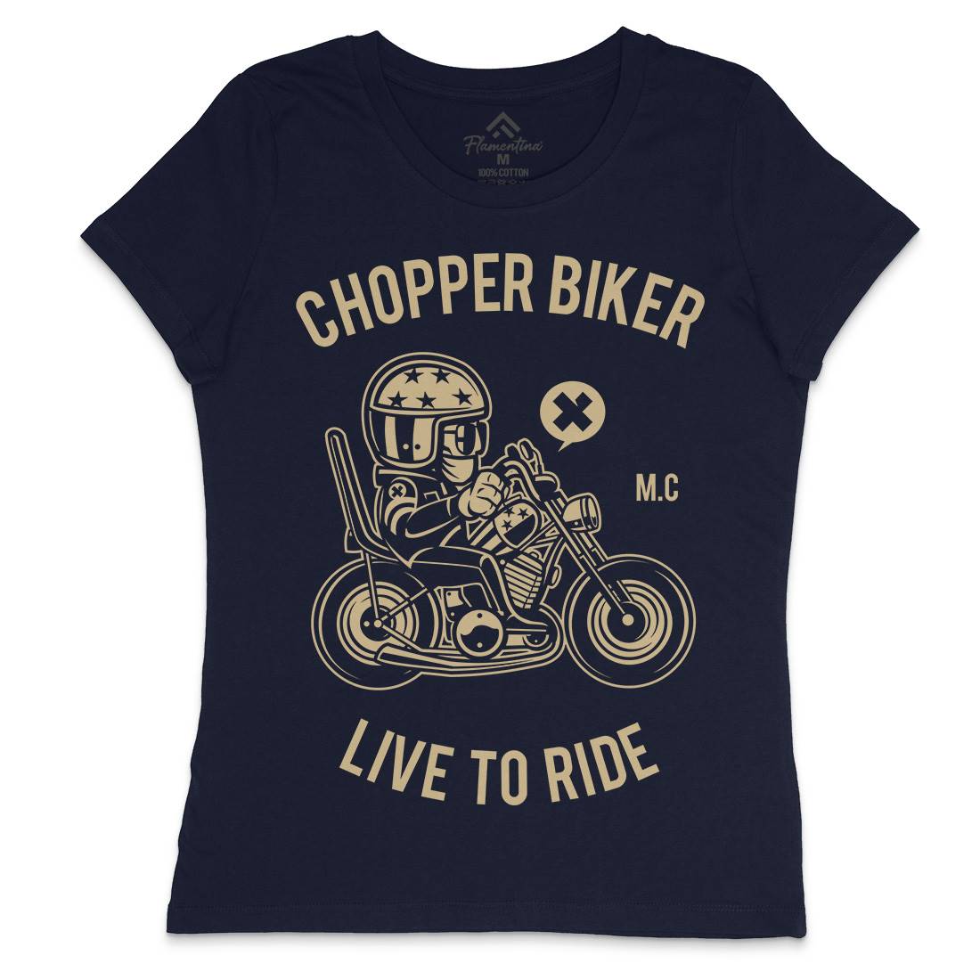 Chopper Biker Womens Crew Neck T-Shirt Motorcycles A217