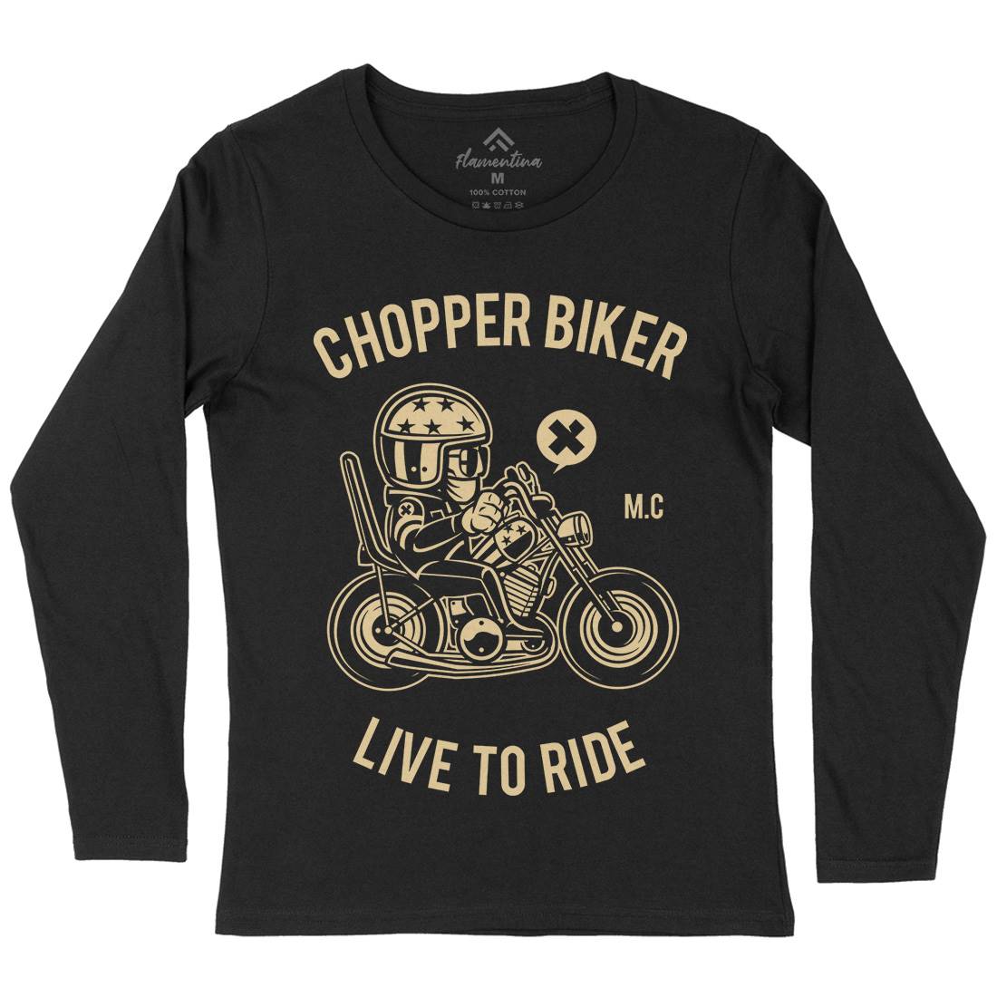 Chopper Biker Womens Long Sleeve T-Shirt Motorcycles A217