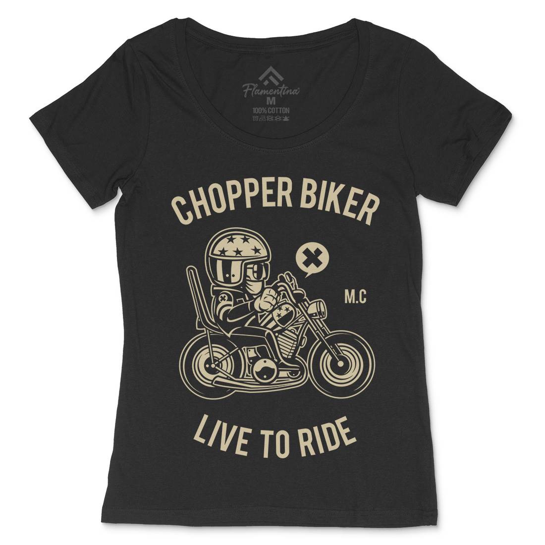 Chopper Biker Womens Scoop Neck T-Shirt Motorcycles A217