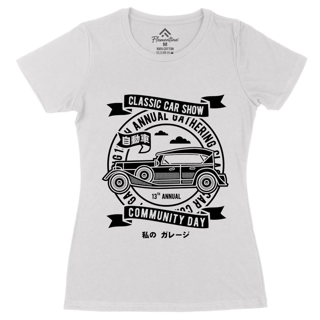 Classic Car Show Womens Organic Crew Neck T-Shirt Cars A218