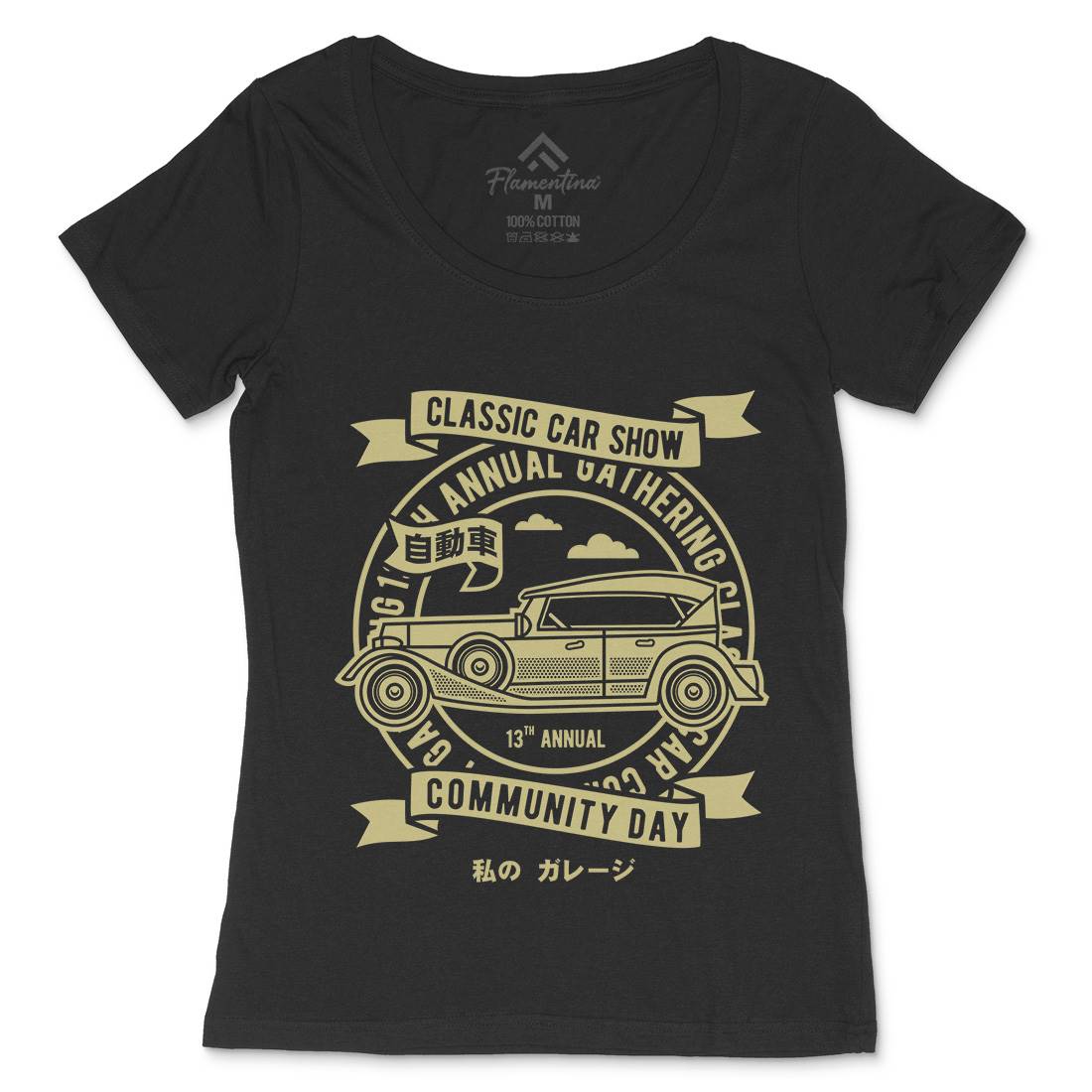 Classic Car Show Womens Scoop Neck T-Shirt Cars A218