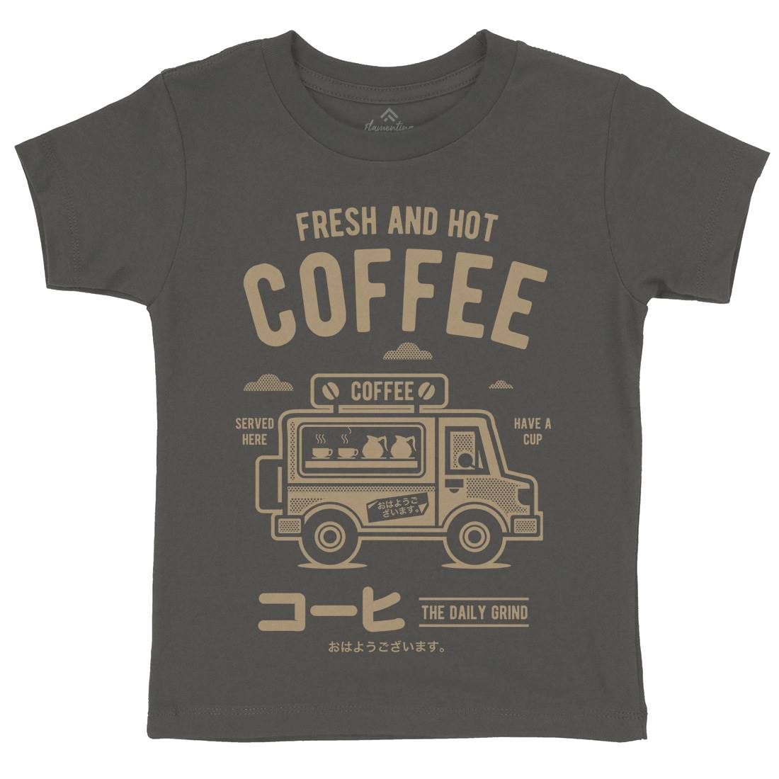 Coffee Van Kids Organic Crew Neck T-Shirt Drinks A219