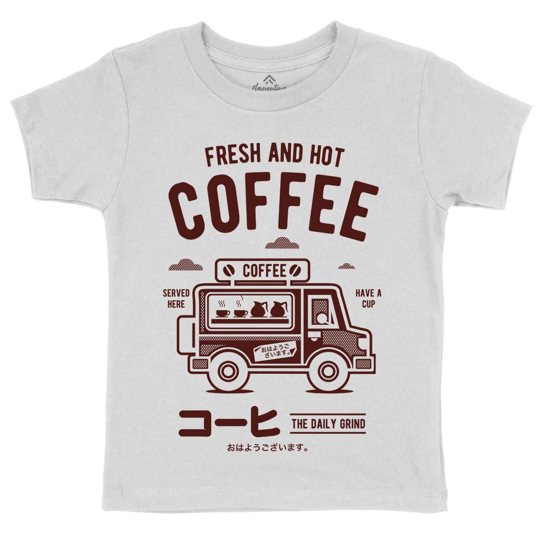 Coffee Van Kids Organic Crew Neck T-Shirt Drinks A219
