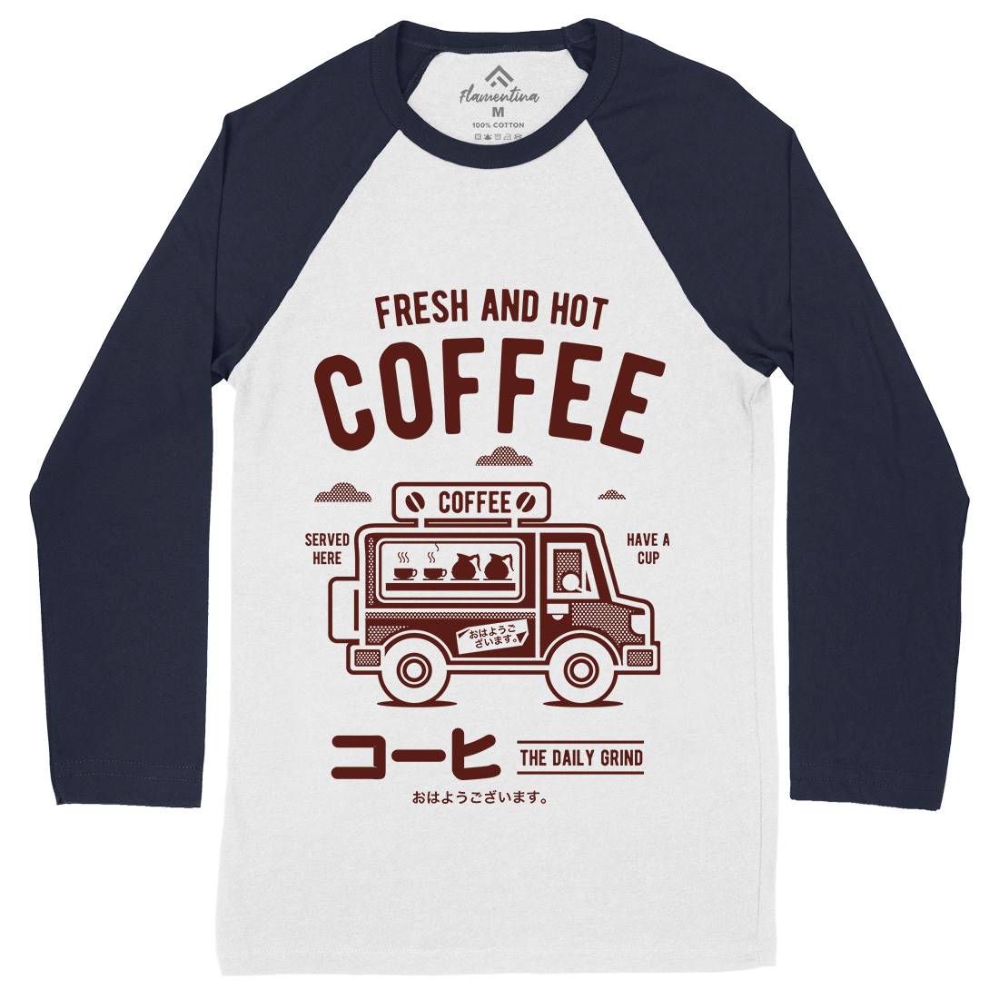 Coffee Van Mens Long Sleeve Baseball T-Shirt Drinks A219