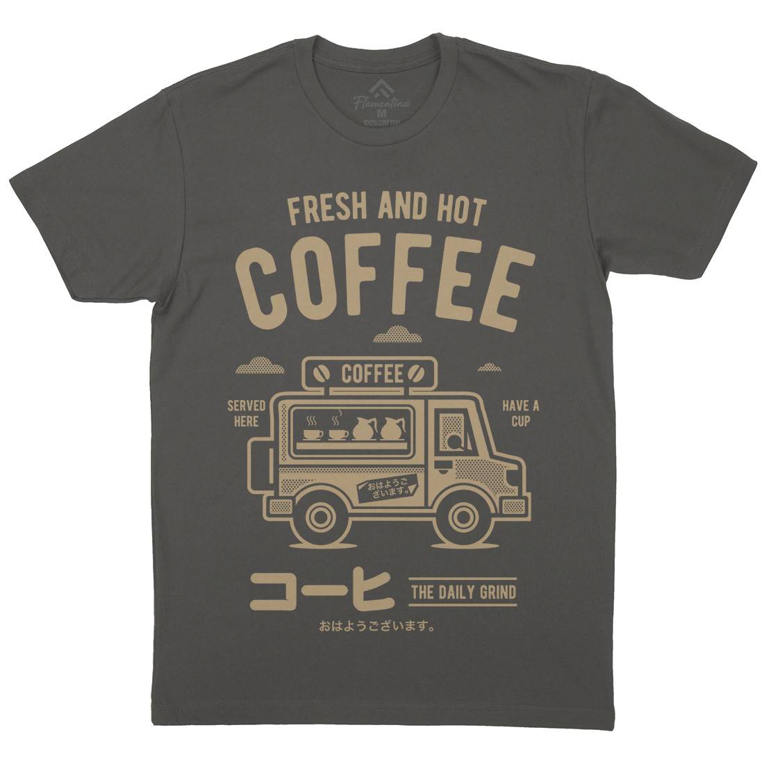 Coffee Van Mens Organic Crew Neck T-Shirt Drinks A219