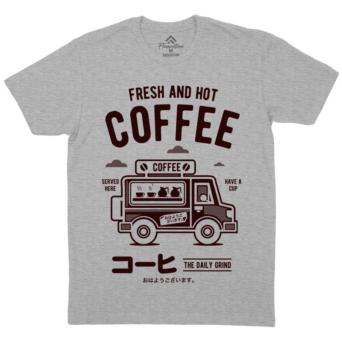 Coffee Van Mens Organic Crew Neck T-Shirt Drinks A219