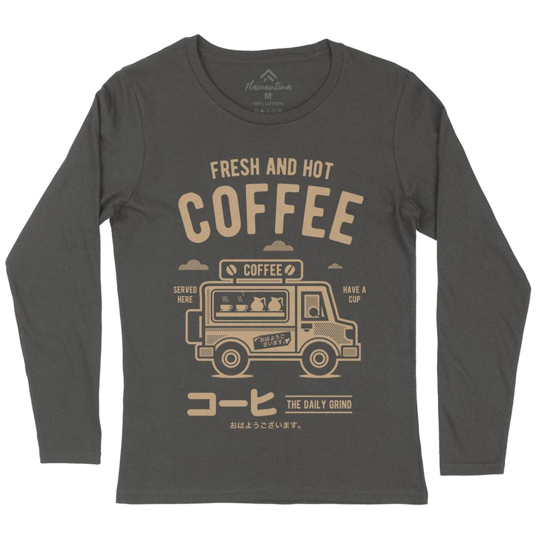 Coffee Van Womens Long Sleeve T-Shirt Drinks A219