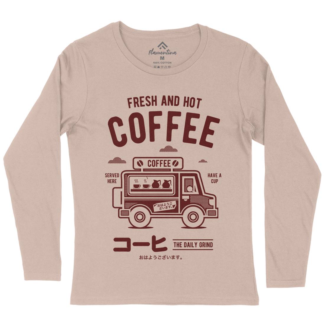 Coffee Van Womens Long Sleeve T-Shirt Drinks A219