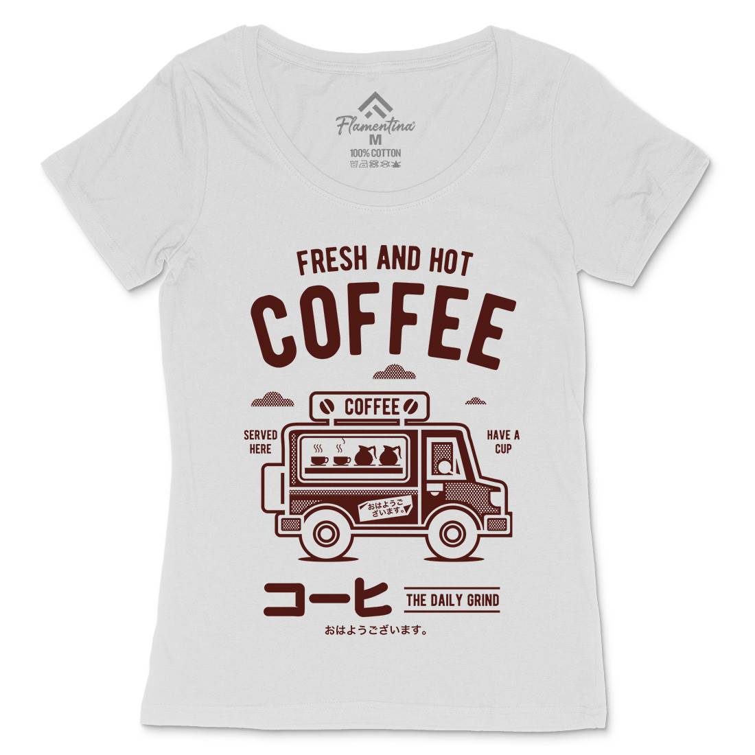 Coffee Van Womens Scoop Neck T-Shirt Drinks A219