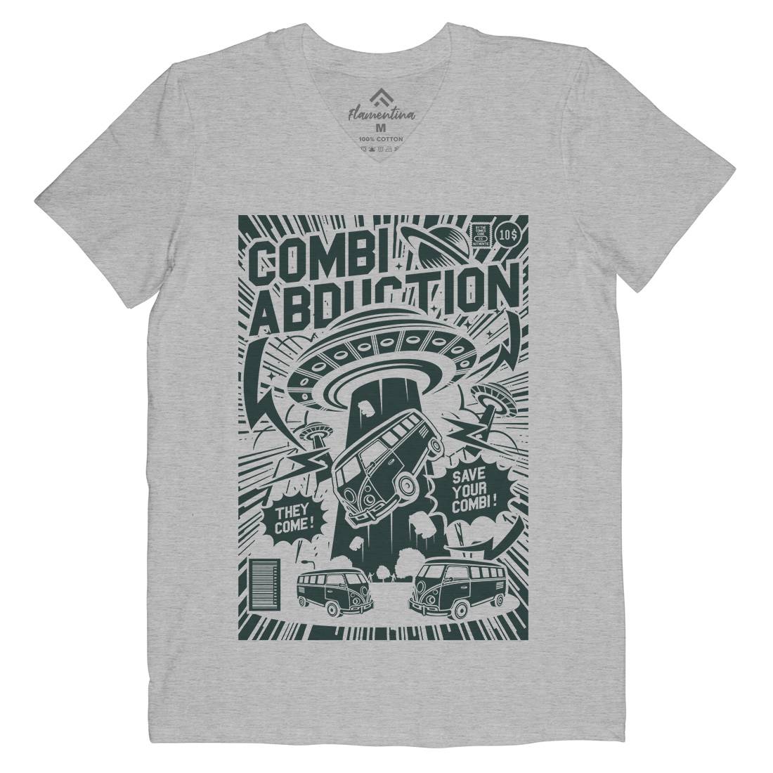 Combi Abduction Mens Organic V-Neck T-Shirt Space A220