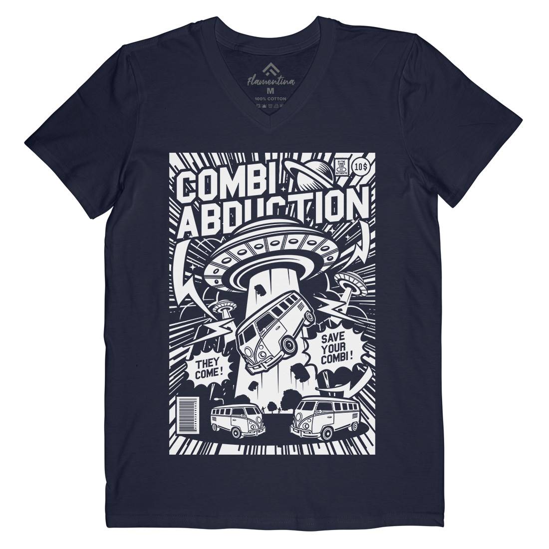 Combi Abduction Mens Organic V-Neck T-Shirt Space A220