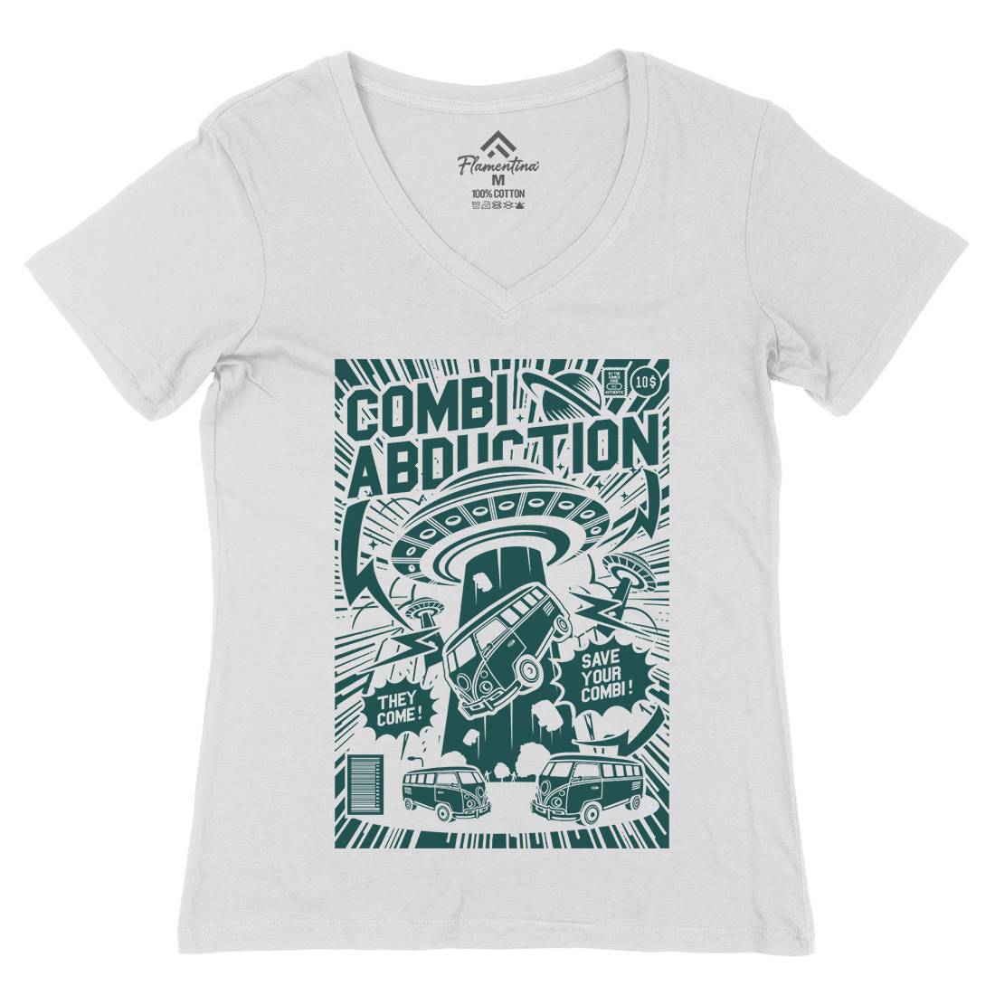 Combi Abduction Womens Organic V-Neck T-Shirt Space A220