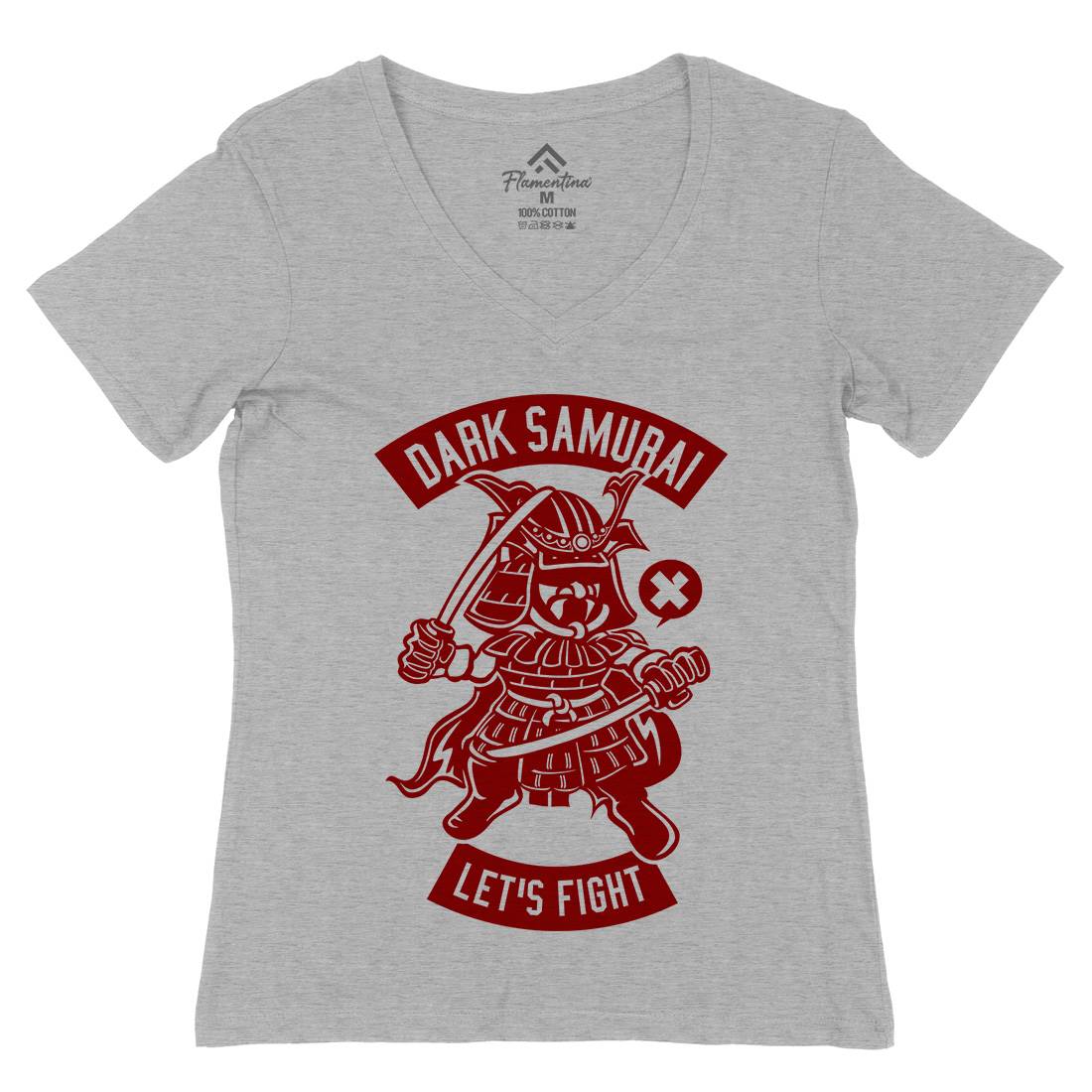 Dark Samurai Womens Organic V-Neck T-Shirt Warriors A221