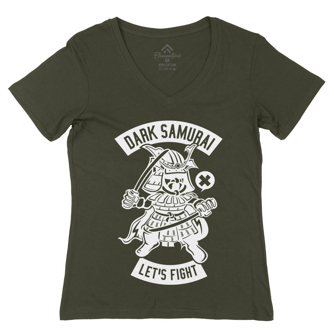 Dark Samurai Womens Organic V-Neck T-Shirt Warriors A221