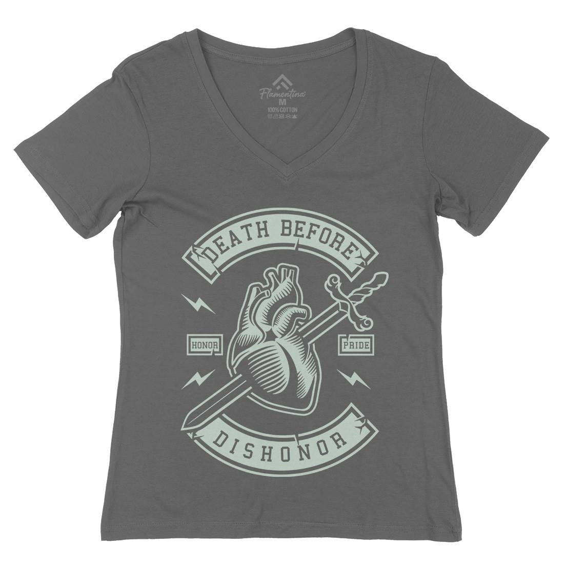 Death Before Dishonour Womens Organic V-Neck T-Shirt Quotes A222