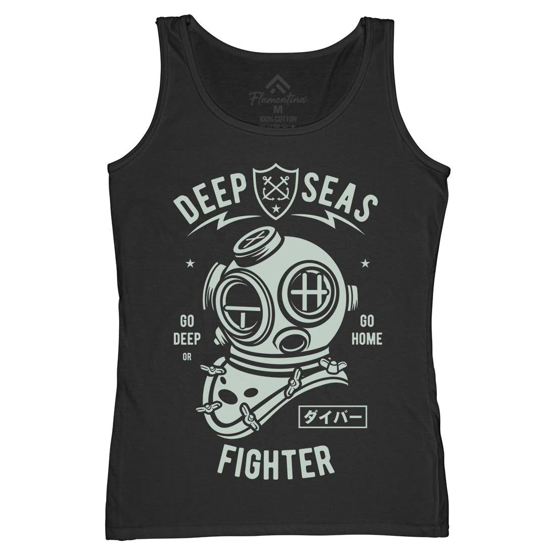 Deep Seas Fighter Womens Organic Tank Top Vest Navy A223