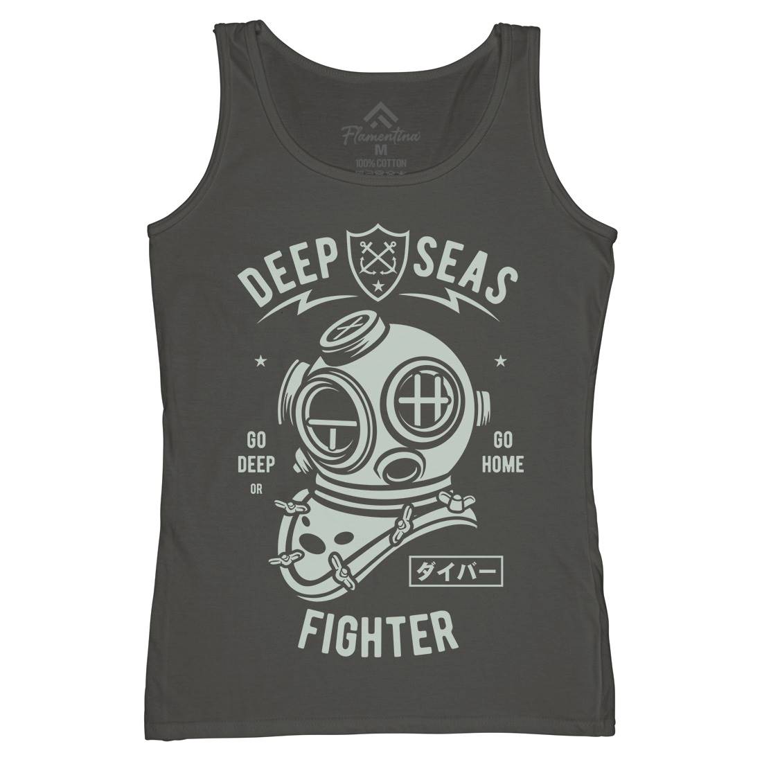 Deep Seas Fighter Womens Organic Tank Top Vest Navy A223