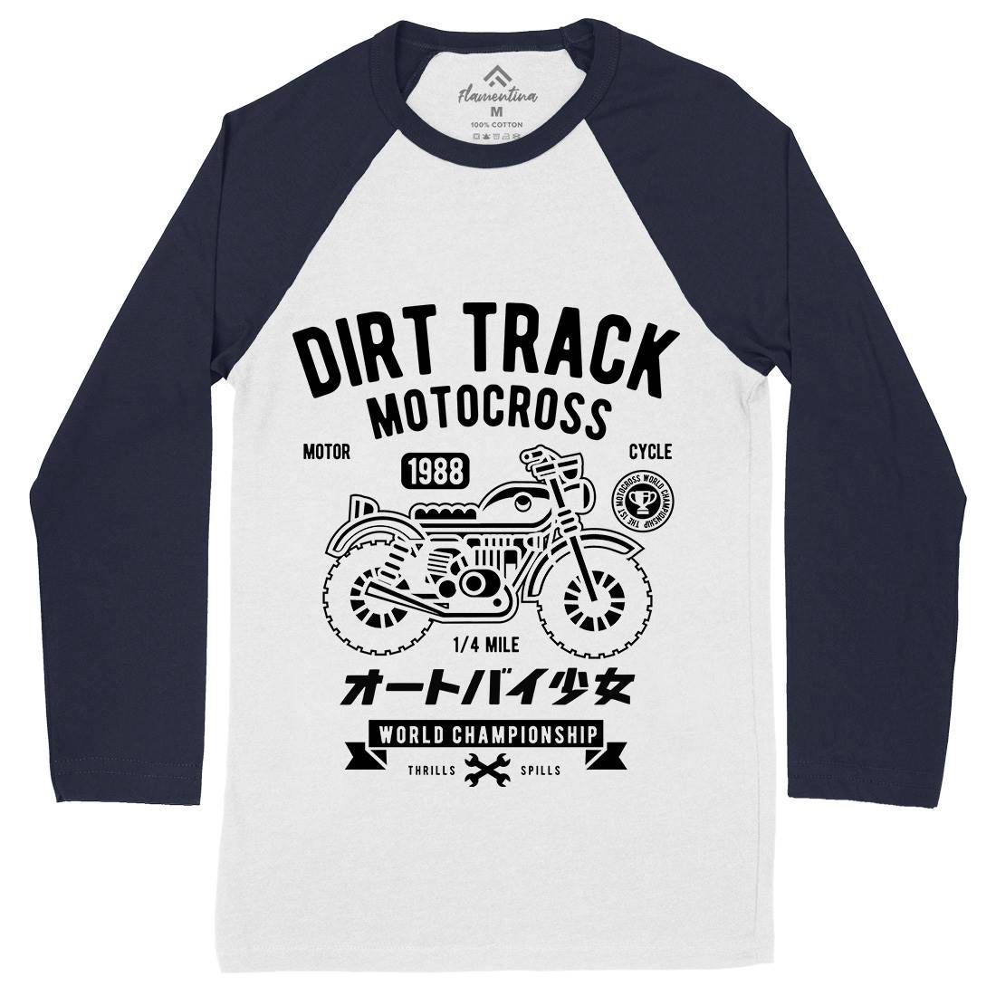 Dirt Track Mens Long Sleeve Baseball T-Shirt Motorcycles A224