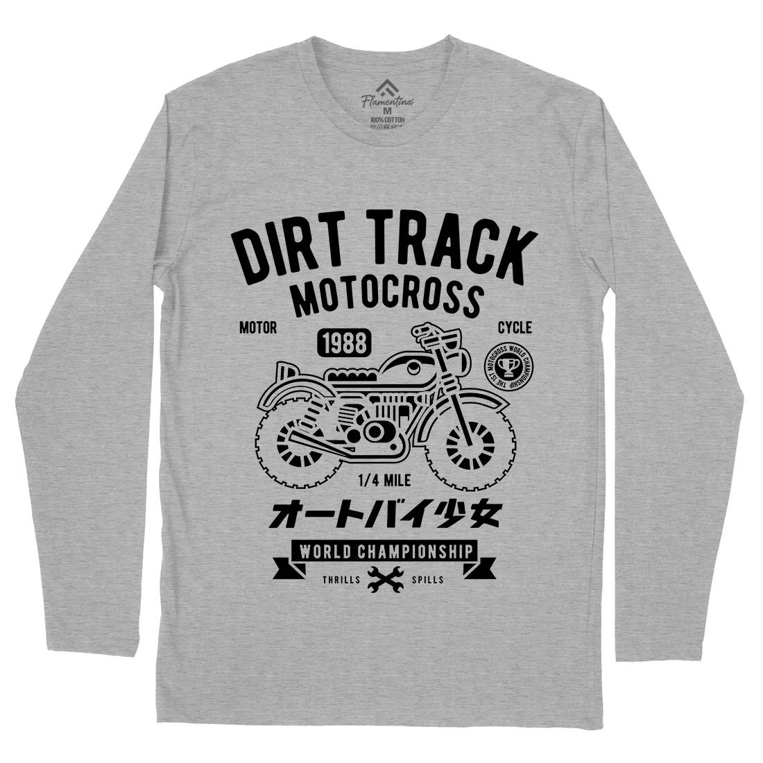 Dirt Track Mens Long Sleeve T-Shirt Motorcycles A224